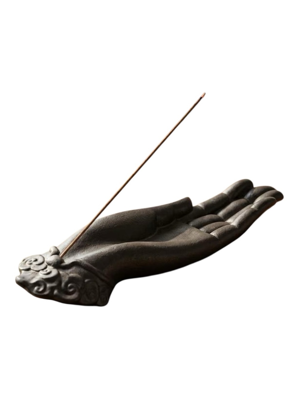 Ceramic Buddha Hand Incense Holder Brown 10”